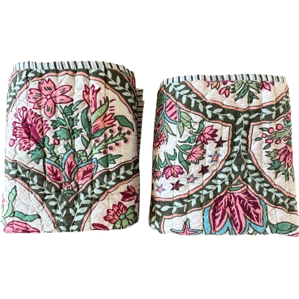 West Elm Rhode Mushroom Floral Stripe Reversible Cotton Percale King Sham Set